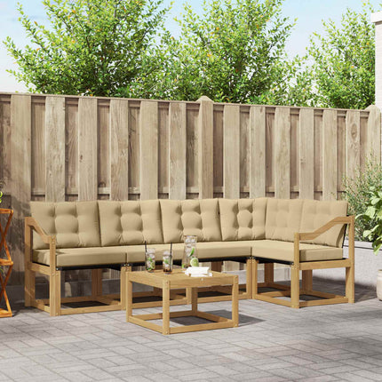 Utomhussoffset med kudde 6 pcs Vit och Beige