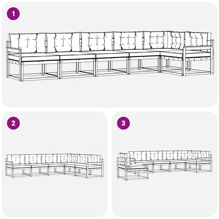 Utomhussoffset med kudde 6 pcs Vit och svart