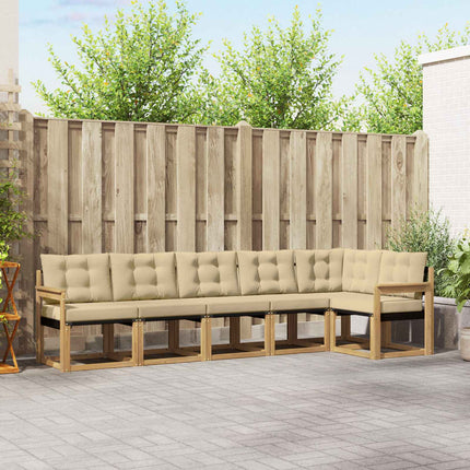 Utomhussoffset med kudde 6 pcs Vit och Beige