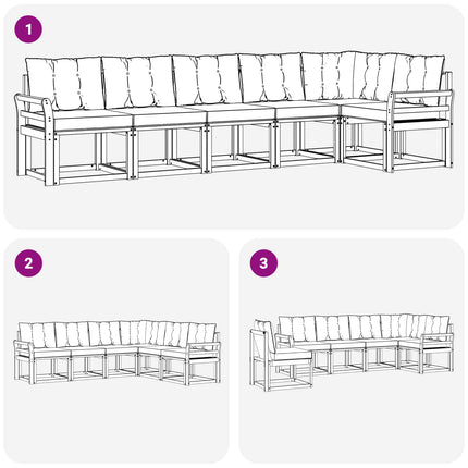 Utomhussoffset med kudde 6 pcs Vit och Beige