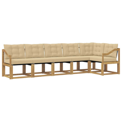 Utomhussoffset med kudde 6 pcs Vit och Beige