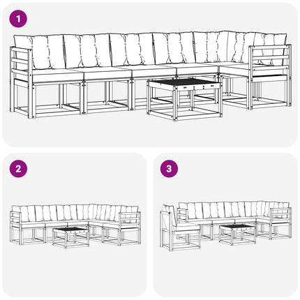 Utomhussoffset med kudde 7 pcs Vit och Beige