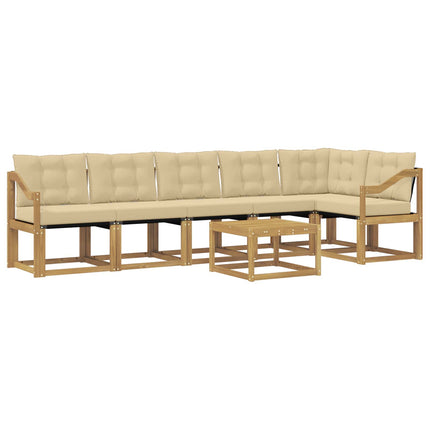 Utomhussoffset med kudde 7 pcs Vit och Beige