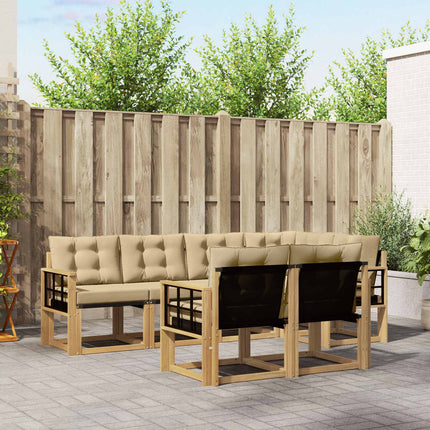 Utomhussoffset med kudde 7 pcs Vit och Beige