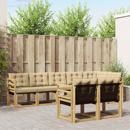 Utomhussoffset med kudde 8 pcs Vit och Beige