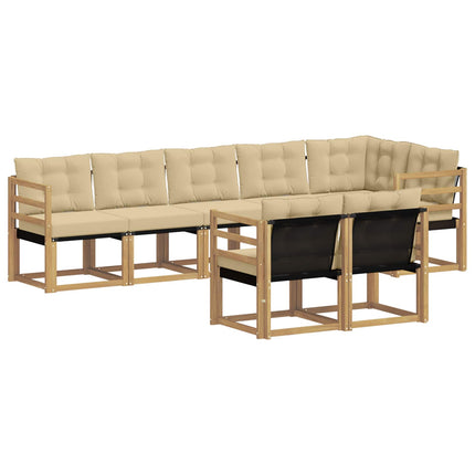 Utomhussoffset med kudde 8 pcs Vit och Beige
