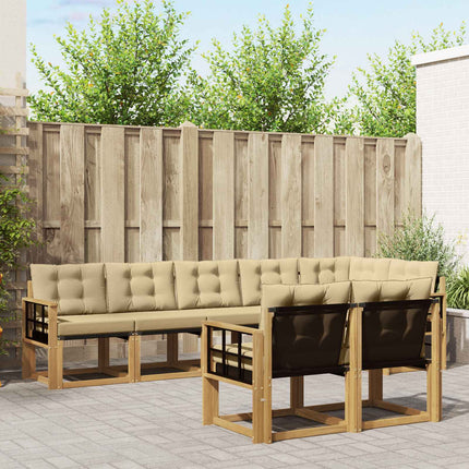 Utomhussoffset med kudde 8 pcs Vit och Beige
