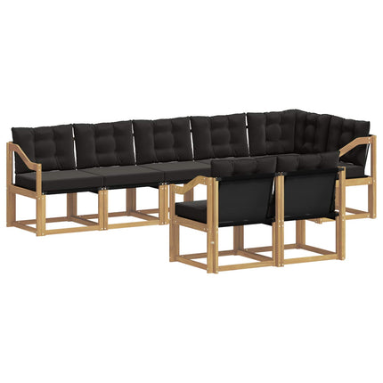 Utomhussoffset med kudde 8 pcs Vit och svart