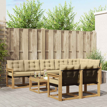Utomhussoffset med kudde 9 pcs Vit och Beige