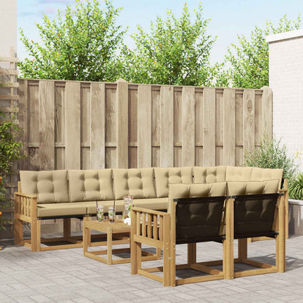 Utomhussoffset med kudde 9 pcs Vit och Beige