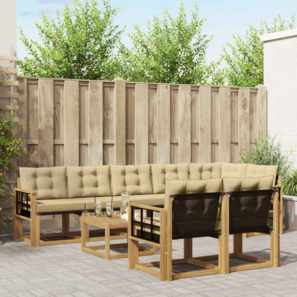 Utomhussoffset med kudde 9 pcs Vit och Beige