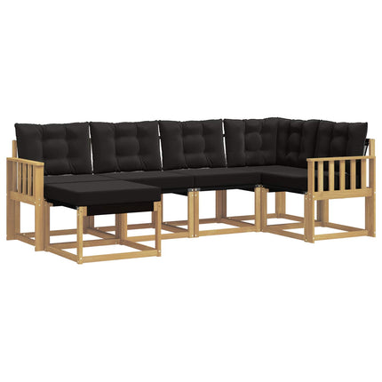 Utomhussoffset med kudde 6 pcs Vit och svart