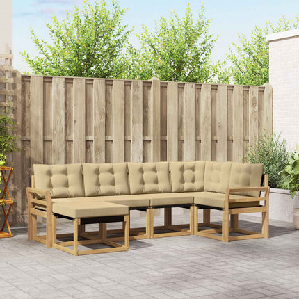 Utomhussoffset med kudde 6 pcs Vit och Beige