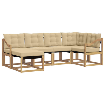 Utomhussoffset med kudde 6 pcs Vit och Beige