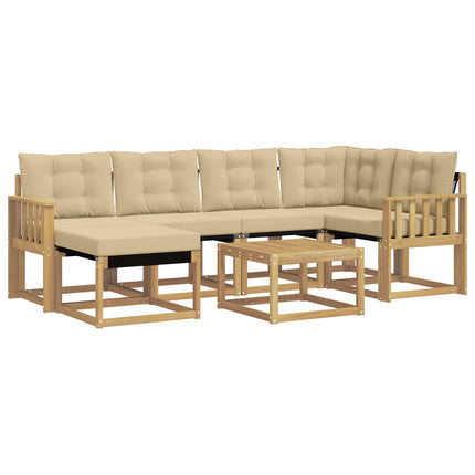 Utomhussoffset med kudde 7 pcs Vit och Beige