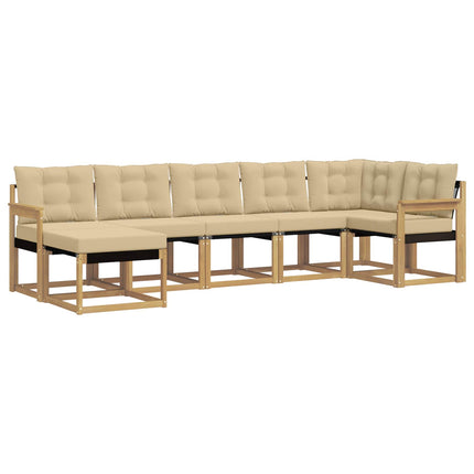 Utomhussoffset med kudde 7 pcs Vit och Beige