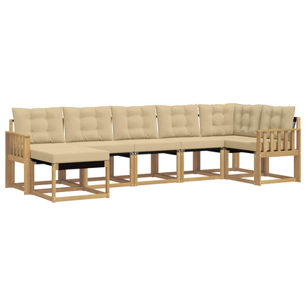 Utomhussoffset med kudde 7 pcs Vit och Beige