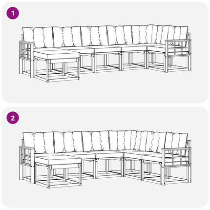 Utomhussoffset med kudde 7 pcs Vit och Beige