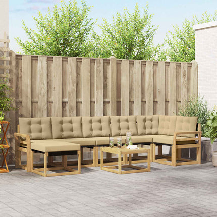 Utomhussoffset med kudde 8 pcs Vit och Beige