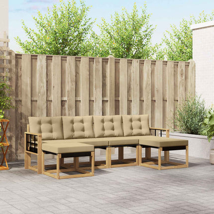 Utomhussoffset med kudde 6 pcs Vit och Beige