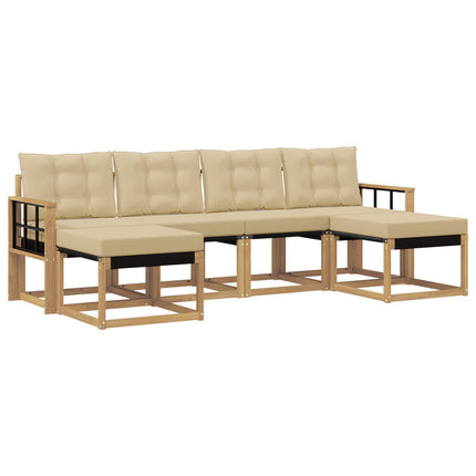 Utomhussoffset med kudde 6 pcs Vit och Beige