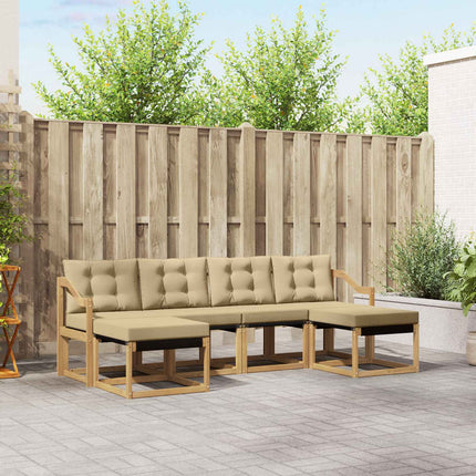 Utomhussoffset med kudde 6 pcs Vit och Beige