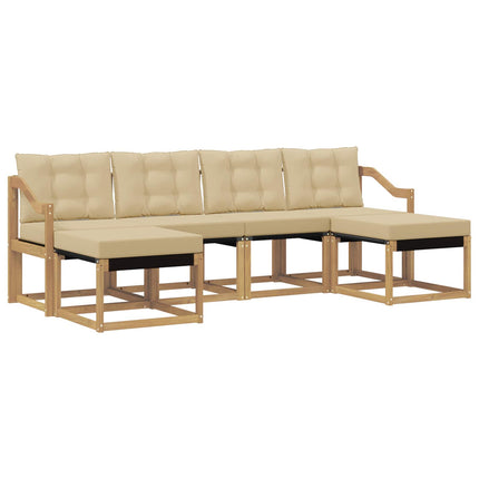 Utomhussoffset med kudde 6 pcs Vit och Beige