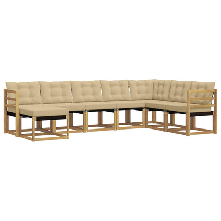Utomhussoffset med kudde 8 pcs Vit och Beige