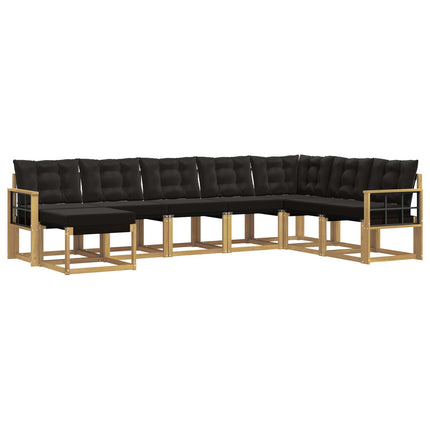 Utomhussoffset med kudde 8 pcs Vit och svart