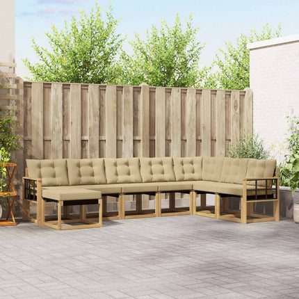 Utomhussoffset med kudde 8 pcs Vit och Beige