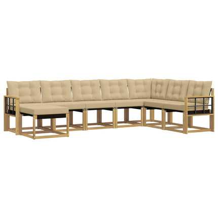 Utomhussoffset med kudde 8 pcs Vit och Beige