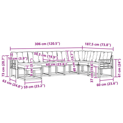 Utomhussoffset med kudde 8 pcs Vit och Beige