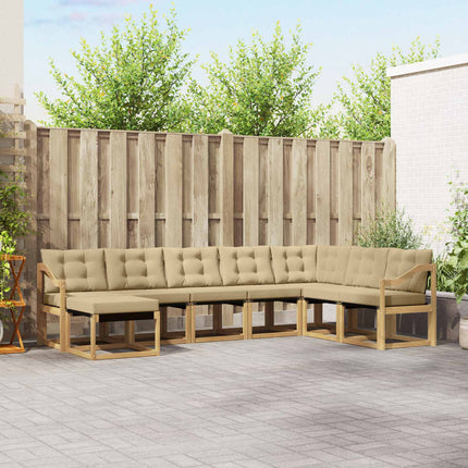Utomhussoffset med kudde 8 pcs Vit och Beige