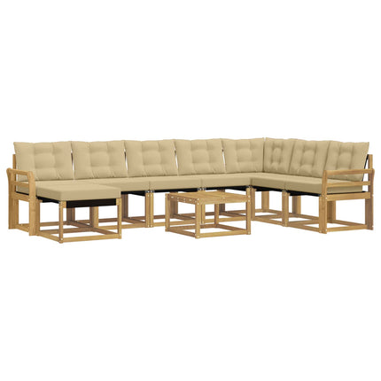 Utomhussoffset med kudde 9 pcs Vit och Beige