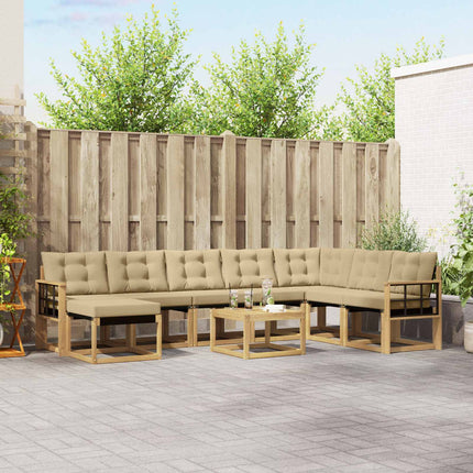 Utomhussoffset med kudde 9 pcs Vit och Beige