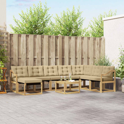 Utomhussoffset med kudde 9 pcs Vit och Beige