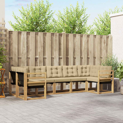 Utomhussoffset med kudde 7 pcs Vit och Beige