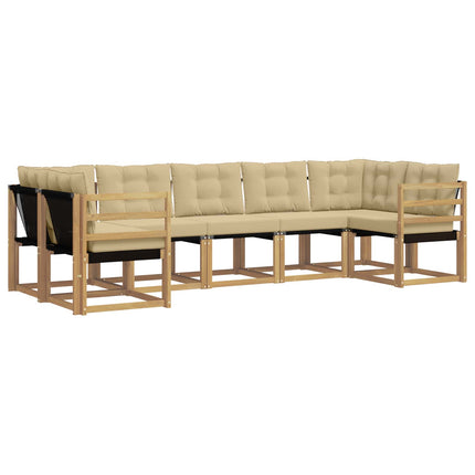 Utomhussoffset med kudde 7 pcs Vit och Beige