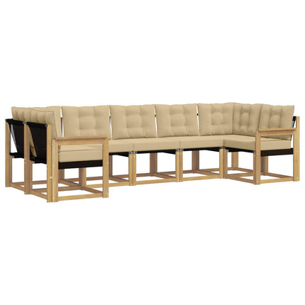 Utomhussoffset med kudde 7 pcs Vit och Beige