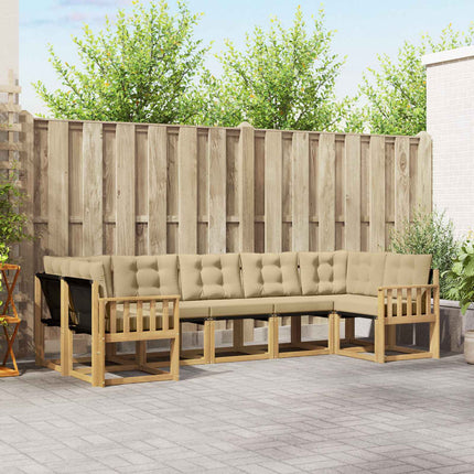 Utomhussoffset med kudde 7 pcs Vit och Beige