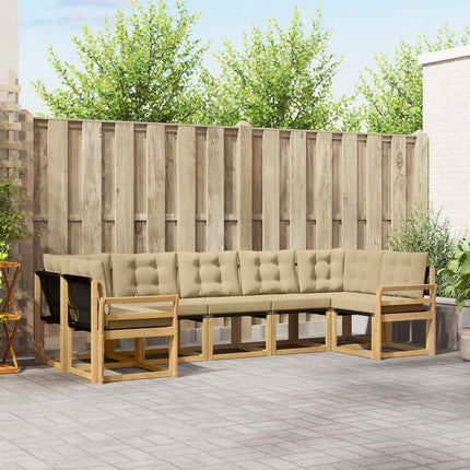 Utomhussoffset med kudde 7 pcs Vit och Beige
