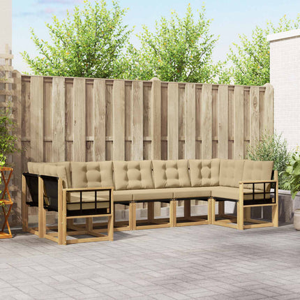 Utomhussoffset med kudde 7 pcs Vit och Beige