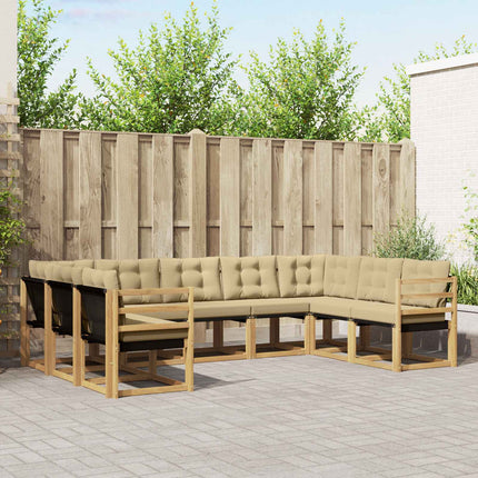 Utomhussoffset med kudde 9 pcs Vit och Beige