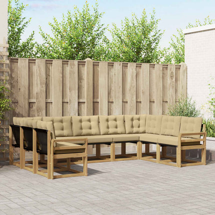 Utomhussoffset med kudde 9 pcs Vit och Beige