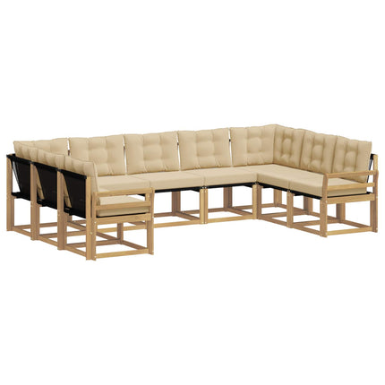 Utomhussoffset med kudde 9 pcs Vit och Beige