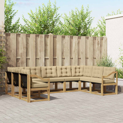 Utomhussoffset med kudde 9 pcs Vit och Beige