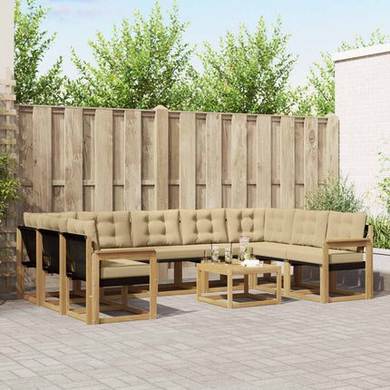 Utomhussoffset med kudde 10 pcs Vit och Beige