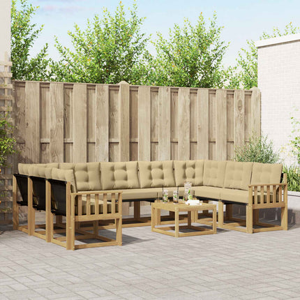 Utomhussoffset med kudde 10 pcs Vit och Beige