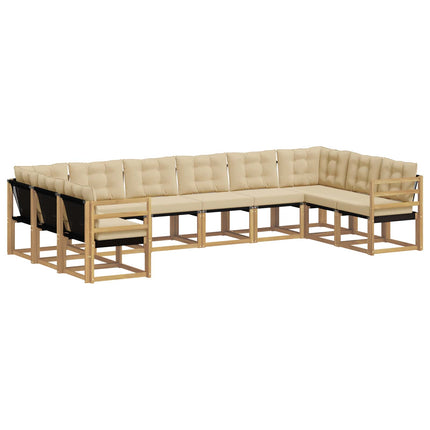 Utomhussoffset med kudde 10 pcs Vit och Beige