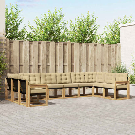 Utomhussoffset med kudde 10 pcs Vit och Beige